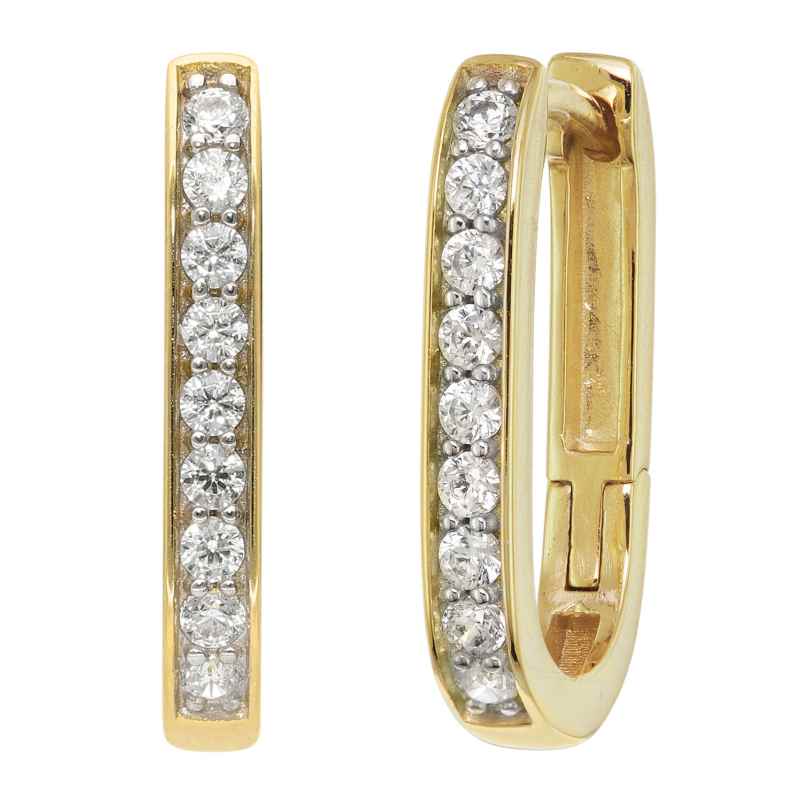 trendor 21155 Damen-Ohrringe Gold 333/8K Klapp-Creolen mit Zirkonia 4262551211557