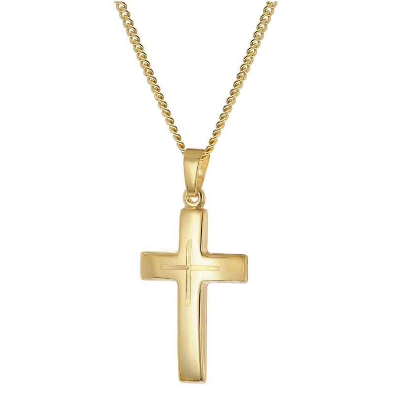 trendor 21158 Kreuz-Anhänger Gold 333 (8K) mit vergoldeter Silberkette