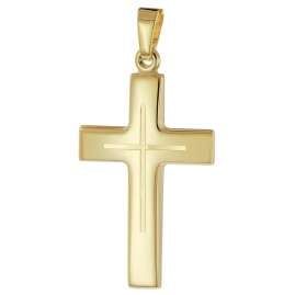 trendor 21160 Cross Pendant Gold 333/8K with Gold-Plated Men's Silver Chain