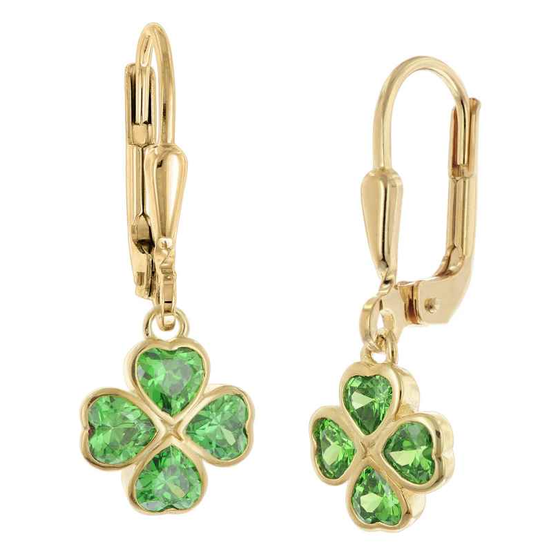 trendor 21154 Children's Drop Earrings Clover Gold Plated 925 Sterling Silver 4262551211540