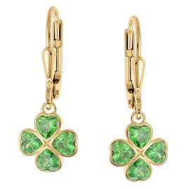 trendor 21154 Children's Drop Earrings Clover Gold Plated 925 Sterling Silver