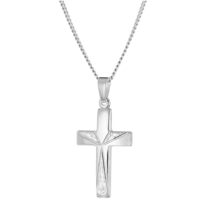 trendor 21166 Halskette mit Kreuz-Anhänger 21 mm 925 Silber