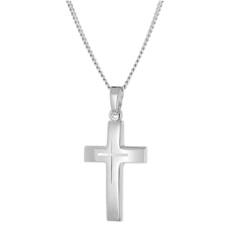 trendor 21168 Halskette mit Kreuz-Anhänger für Damen und Jugend 925 Silber