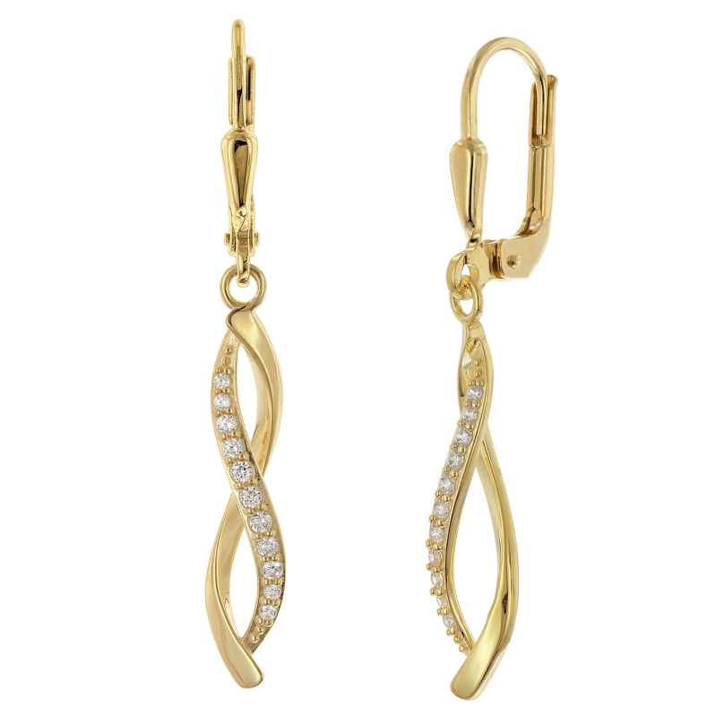 trendor 21202 Damen-Ohrringe 925 Silber Vergoldet Zirkonia Ohrhänger 4262551212028