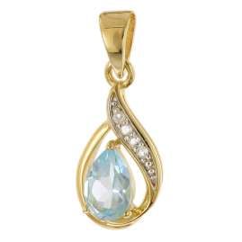 trendor 21186 Gold-Anhänger Blautopas 333/8K mit vergoldeter Silberkette