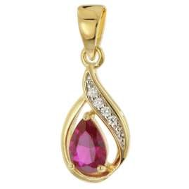 trendor 21187 Women's Pendant 333 Gold Synthetic Ruby ​​On A Gold-Plated Chain