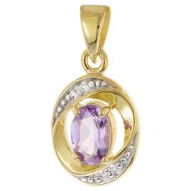 trendor 21188 Damen-Anhänger Amethyst Gold 333/8K mit vergoldeter Silberkette