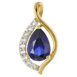 trendor 21192 Gold Anhänger 333 mit synthetischem Saphir + vergoldete Kette