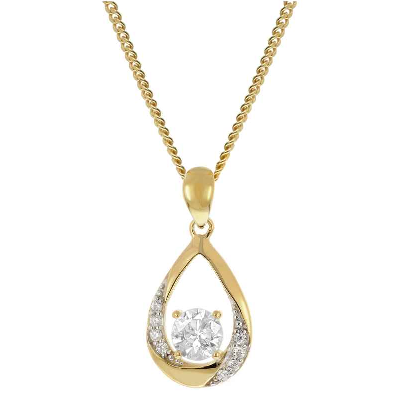 trendor 21194 Damen Gold Anhänger 333 mit Zirkonia an vergoldeter Silberkette