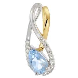 trendor 21199 Damen Gold-Anhänger 333 Bicolor Blautopas mit vergoldeter Kette