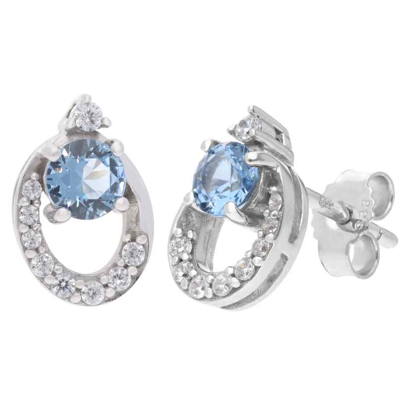 trendor 21184 Women's Stud Earrings White Gold 333 With Synthetic Aquamarine 4262551211847