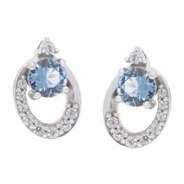 trendor 21184 Ohrringe Weißgold 333 Ohrstecker mit synthetischem Aquamarin