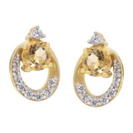 trendor 21181 Damen-Ohrringe Gold 333 / 8K Ohrstecker Citrin