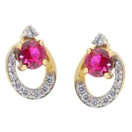 trendor 21183 Damen-Ohrringe Gold 333 / 8K Ohrstecker mit synthetischem Rubin