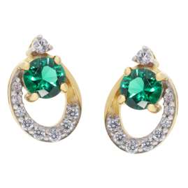 trendor 21182 Damen-Ohrringe Gold 333 / 8K Ohrstecker mit Smaragd