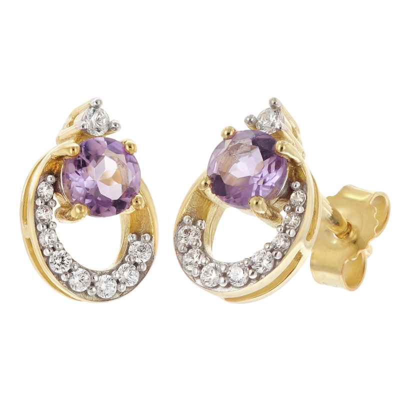 trendor 21180 Damen-Ohrringe Gold 333 / 8K Ohrstecker mit Amethyst 4262551211809