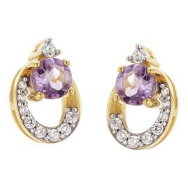 trendor 21180 Damen-Ohrringe Gold 333 / 8K Ohrstecker mit Amethyst