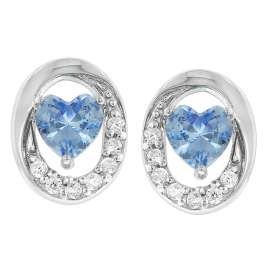 trendor 21179 Ohrringe Weißgold 333 Ohrstecker mit synthetischem Aquamarin
