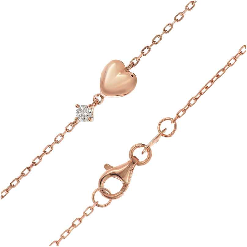 trendor 21232 Damen-Halskette 925 Silber Rosé Vergoldet Herzchen-Kette 4262551212325