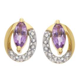 trendor 21174 Damen-Ohrringe Gold 333 / 8K Ohrstecker Amethyst und Topase