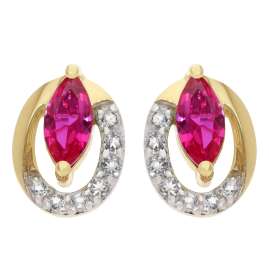 trendor 21176 Damen-Ohrringe Gold 333 / 8K Ohrstecker mit synthetischem Rubin