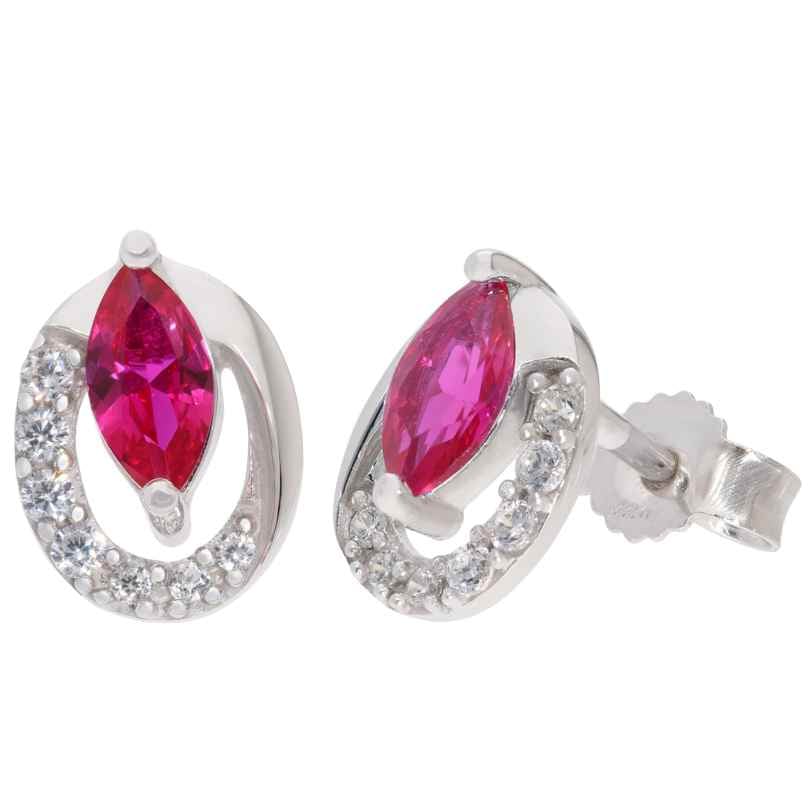 trendor 21178 Damen-Ohrringe Weißgold 333 Ohrstecker mit synthetischem Rubin 4262551211786
