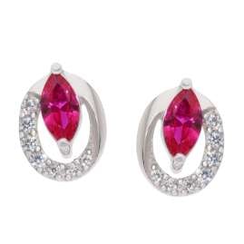 trendor 21178 Damen-Ohrringe Weißgold 333 Ohrstecker mit synthetischem Rubin