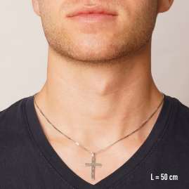 trendor 21313 Men's Cross Pendant 925 Sterling Silver Rhodium-Plated 28 mm