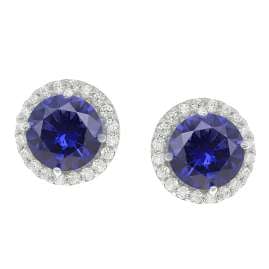 trendor 21318-06 Damen-Ohrringe 925 Silber Zirkonia-Ohrstecker Tanzanitblau