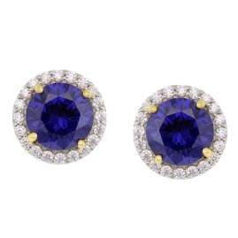 trendor 21322-06 Damen-Ohrringe 925 Silber Vergoldet Zirkonia Tanzanitblau