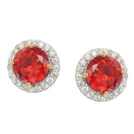 trendor 21322-10 Women's Stud Earrings Gold-Plated 925 Silver Orange-Red