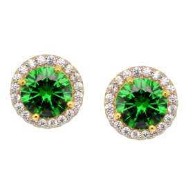 trendor 21322-11 Damen-Ohrstecker 925 Silber Vergoldet Zirkonia Smaragdgrün