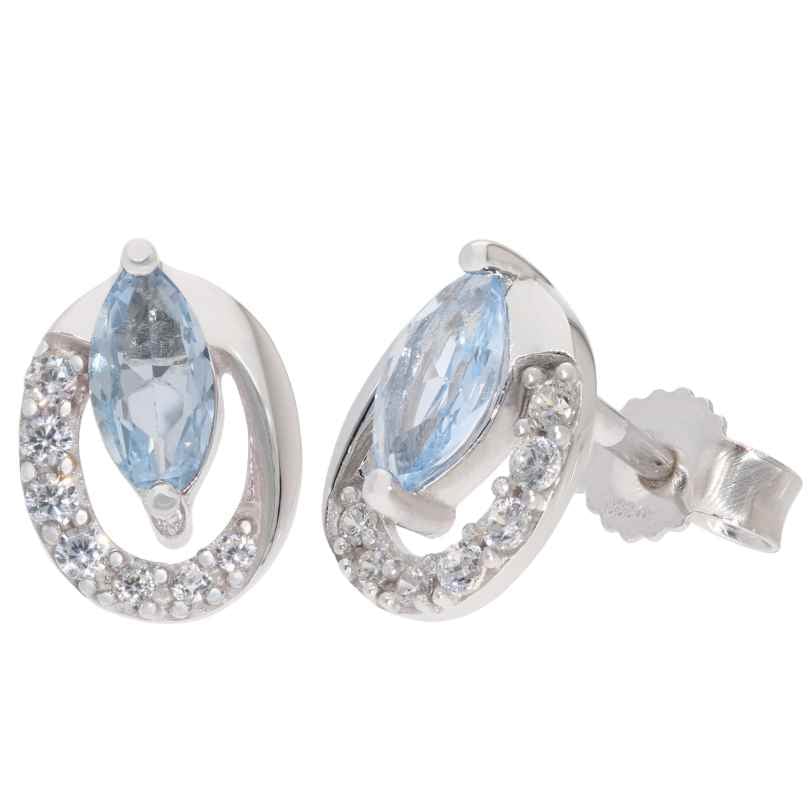 trendor 21177 Women's Stud Earrings White Gold 333 / 8K With Aquamarine 4262551211779