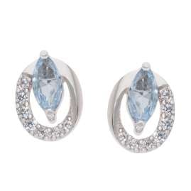 trendor 21177 Damen-Ohrringe Weißgold 333 / 8K Ohrstecker mit Aquamarin