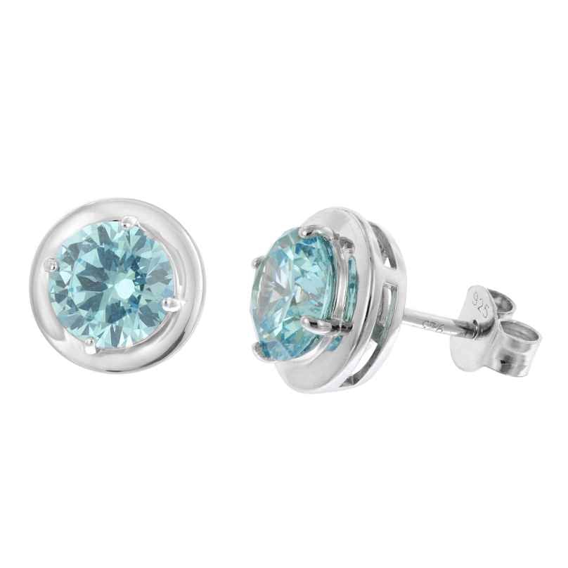 trendor 21326-03 Damen-Ohrringe 925 Silber Ohrstecker Zirkonia Swiss Blau 4262551213261