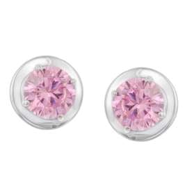 trendor 21326-09 Damen-Ohrringe 925 Silber Zirkonia-Ohrstecker Pink