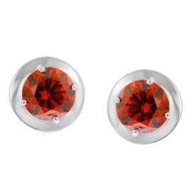 trendor 21326-16 Damen-Ohrringe 925 Silber Zirkonia-Ohrstecker Granatrot