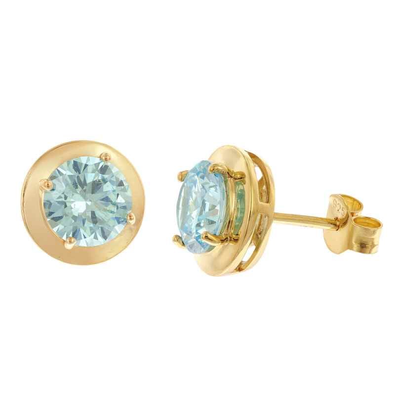 trendor 21334-03 Damen-Ohrringe 925 Silber Vergoldet Zirkonia Swiss Blau 4262551213339