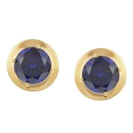 trendor 21334-06 Damen-Ohrstecker 925 Silber Vergoldet Zirkonia Tanzanitblau