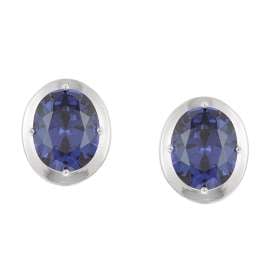 trendor 21340-06 Damen-Ohrringe 925 Silber Zirkonia-Ohrstecker Tanzanitblau