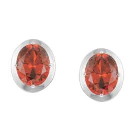 trendor 21340-07 Damen-Ohrringe 925 Silber Zirkonia Padparadscha-Rot