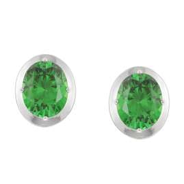 trendor 21340-12 Women's Stud Earrings Silver Cubic Zirconia Arctic Green