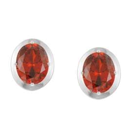 trendor 70-1051-16 Women's Earrings 925 Silver Cubic Zirconia Garnet Red