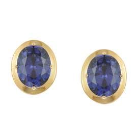 trendor 21346-06 Women's Earrings Gold-Plated Silver Blue Cubic Zirconia