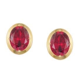 trendor 21346-08 Damen-Ohrringe 925 Silber Vergoldet Zirkonia Rubinrot