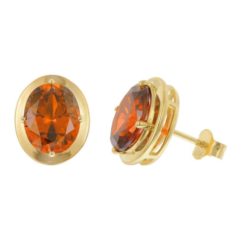 trendor 21346-10 Ladies Earrings Gold-Plated Silver Orange-Red 4262551213490
