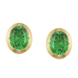 trendor 21346-11 Damen-Ohrringe 925 Silber Vergoldet Zirkonia Smaragdgrün