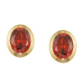 trendor 21346-16 Women's Earrings Gold-Plated 925 Silver Garnet Red Zirconia