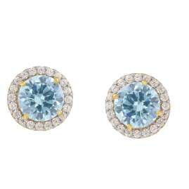 trendor 21360-02 Damen-Ohrstecker 925 Silber Vergoldet Zirkonias Hellblau