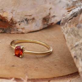 trendor 21370-08 Damenring 333 Gold (8k) Ovaler Zirkonia Rot